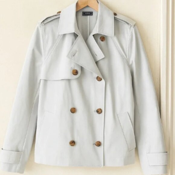 Vineyard Vines Cropped Trench Double-Breasted Stone - Picture 1 of 4